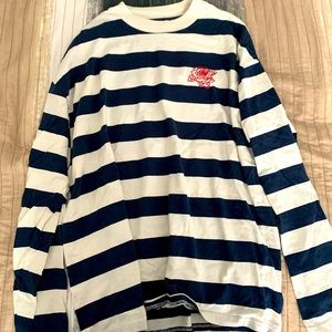 Pac Sun Striped Long Sleeve Tee with Rose Emblem - L